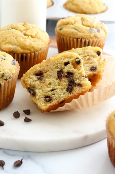 almond flour muffin cut in half