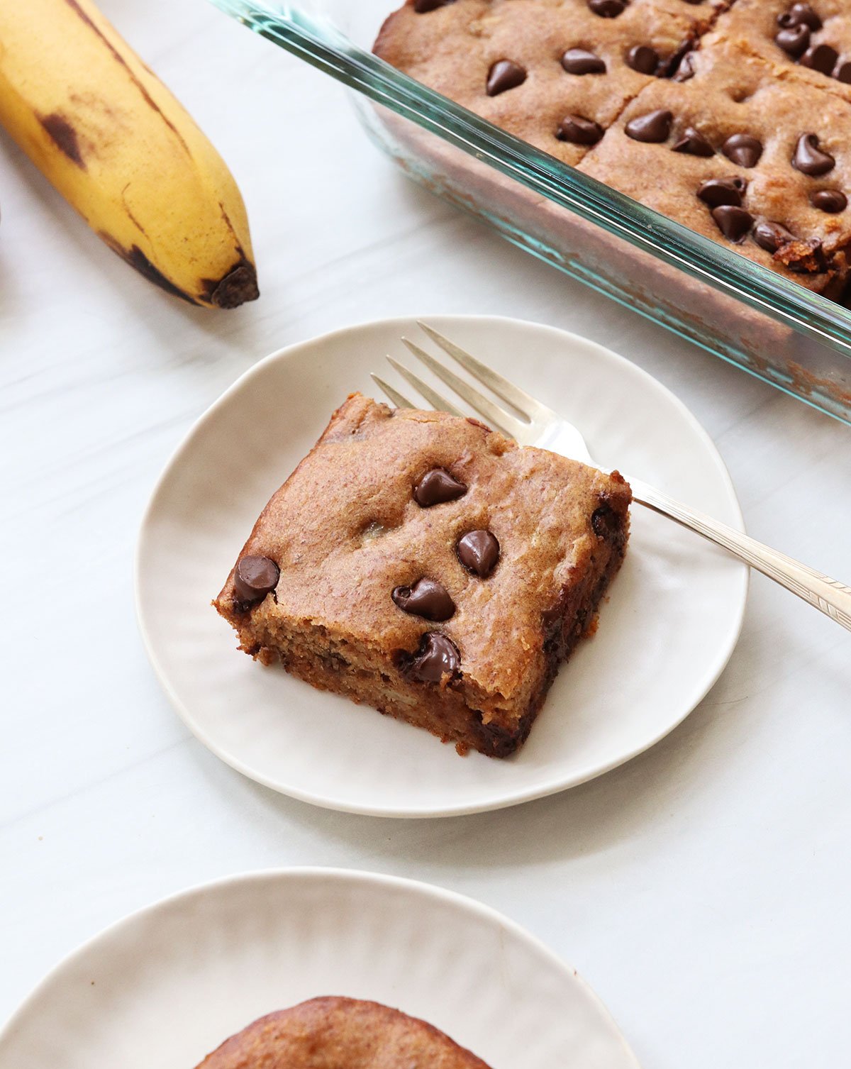 snack cake slice on a white plate.