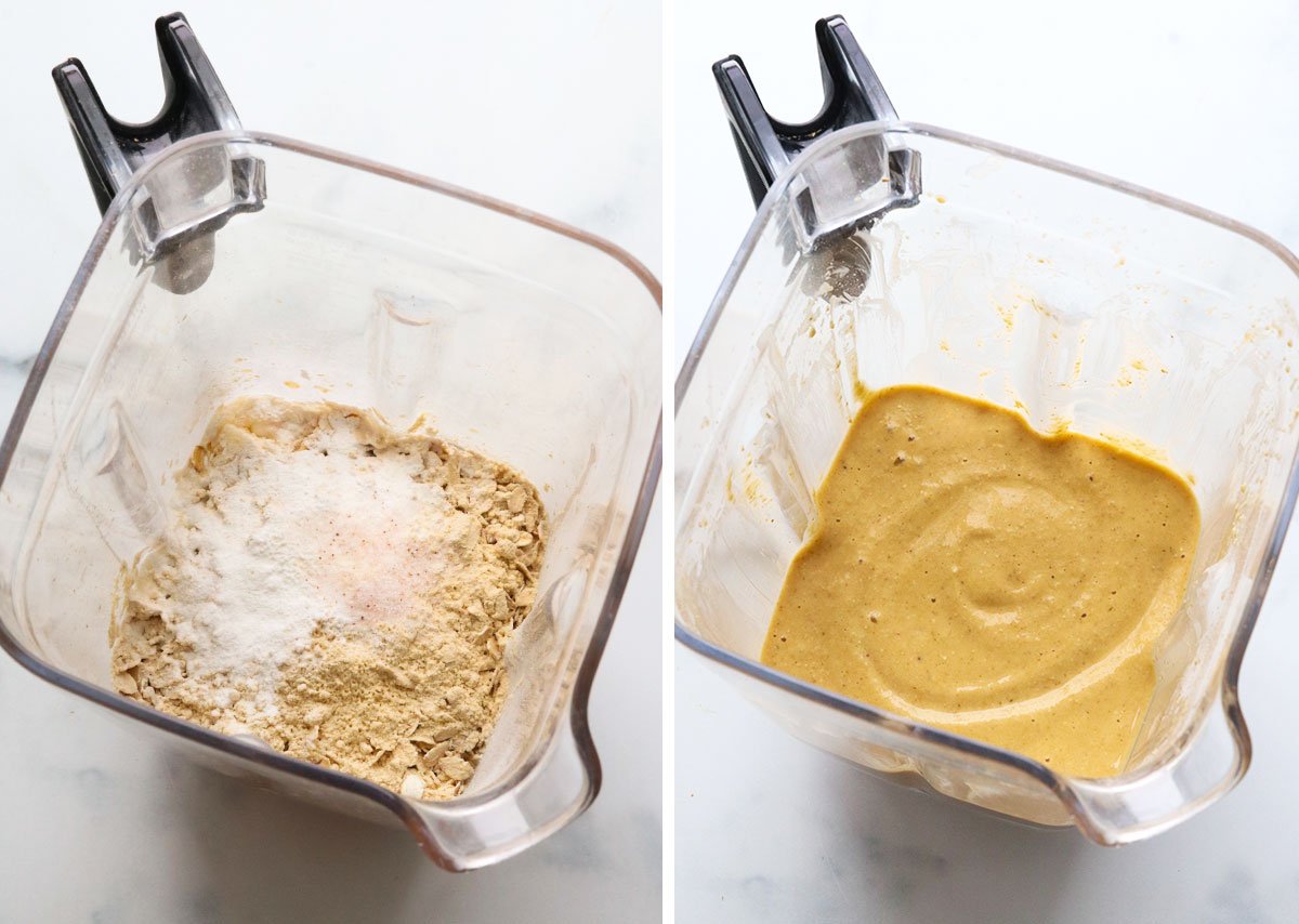 protein pancake batter mixed in a blender.