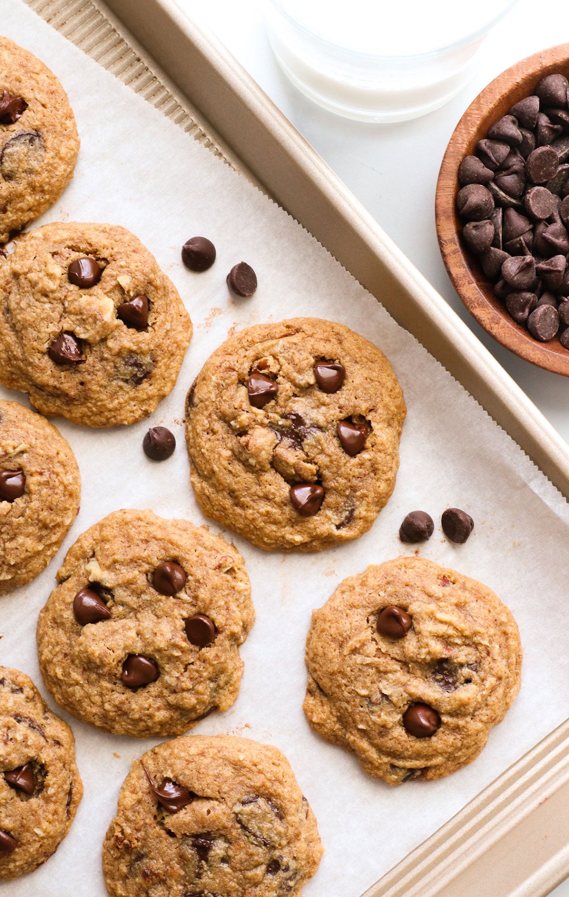 baked buckwheat cookies on a parchment lined pan. 