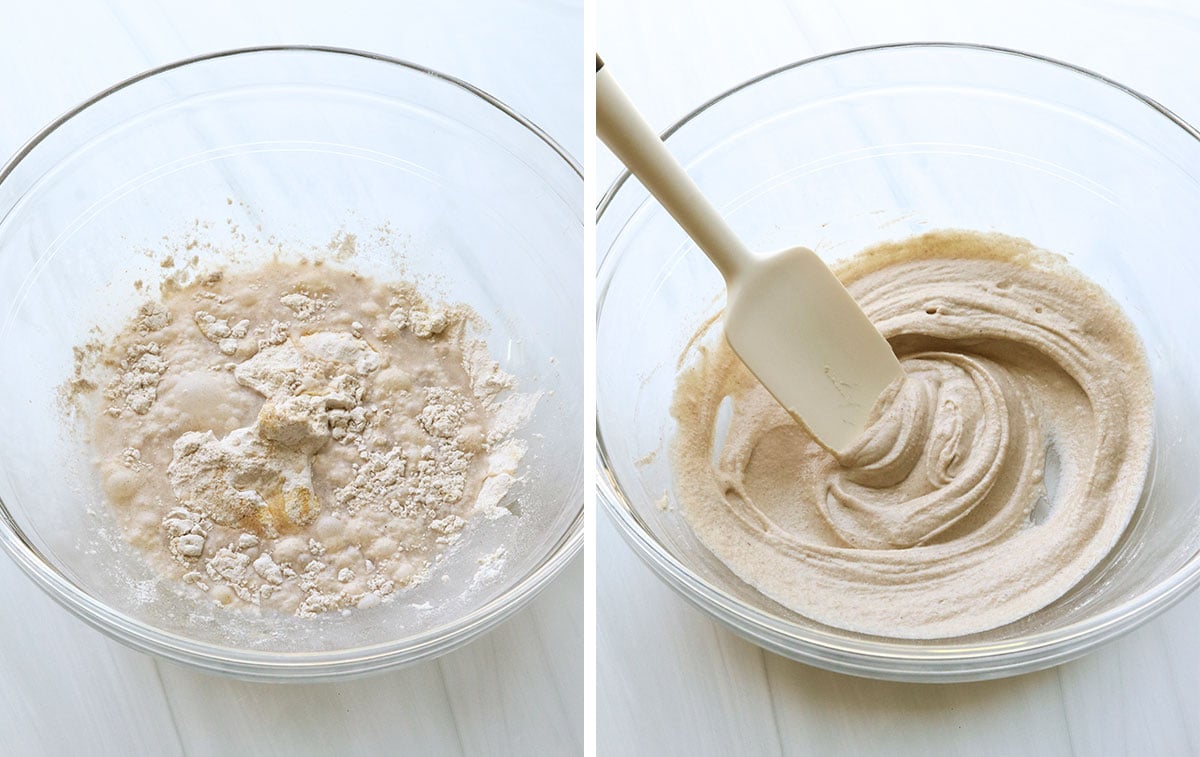 buckwheat batter mixed for air fryer cauliflower.