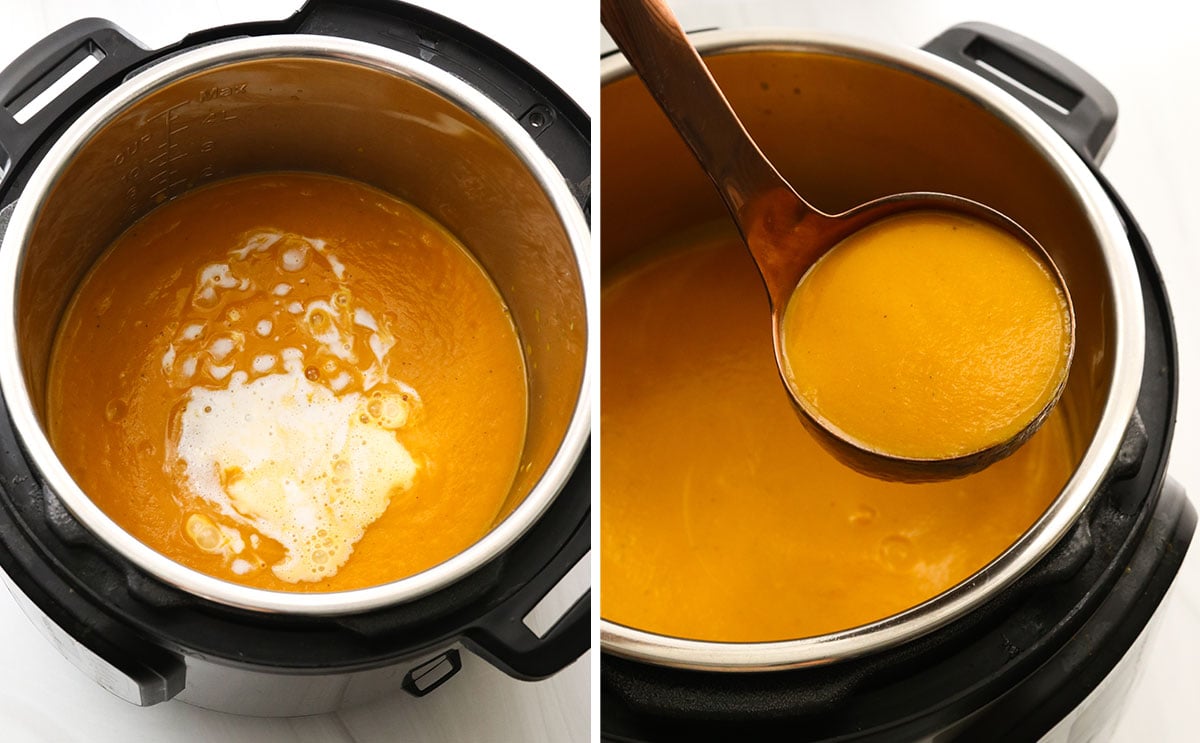 coconut milk stirred into butternut squash soup.