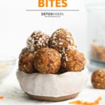 carrot cake bites pin for pinterest.