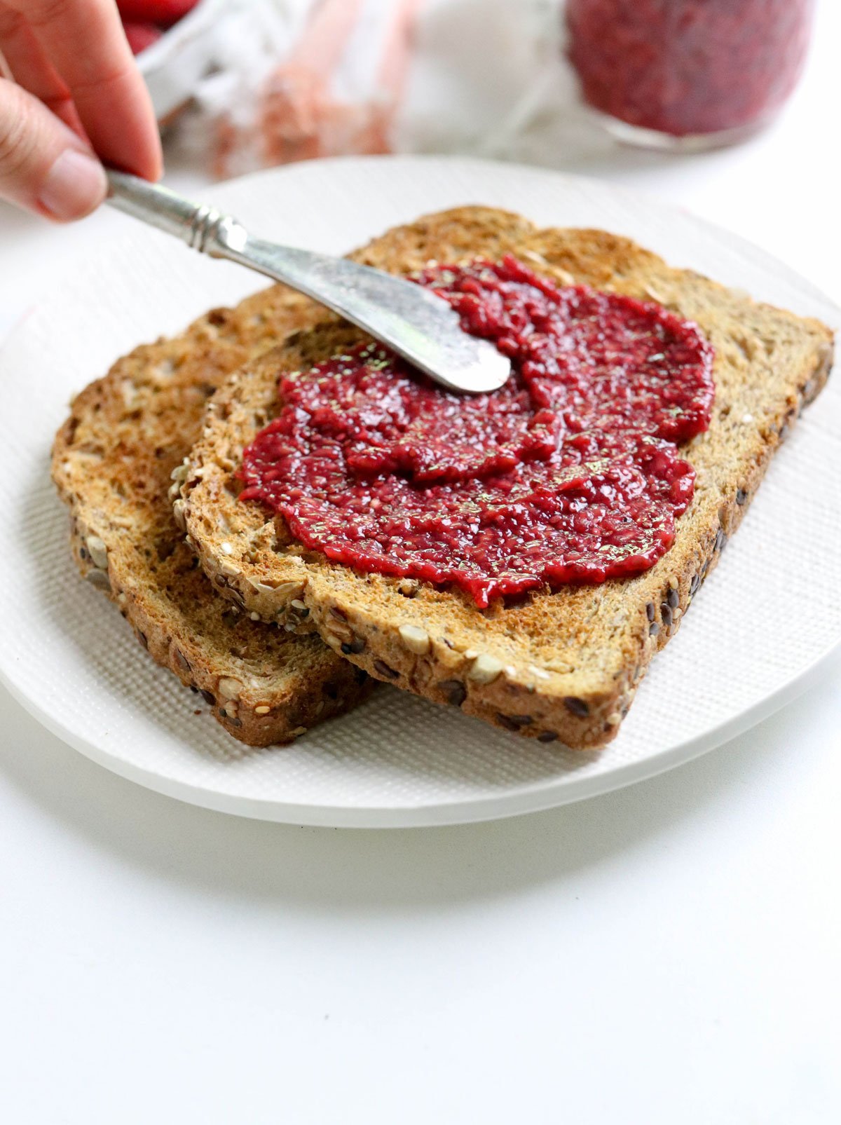 chia seed jam spread on toast