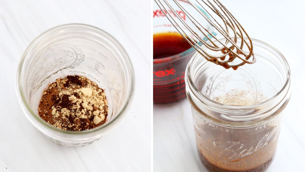 spices added to mason jar.