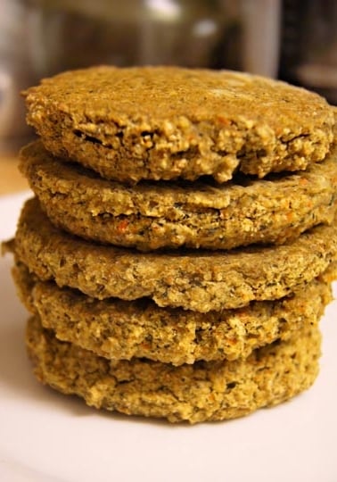 Stacked millet veggie burgers