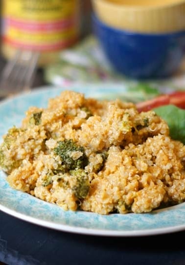 Cheesy broccoli and quinoa casserole