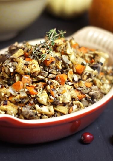 Grain free stuffing topped with thyme