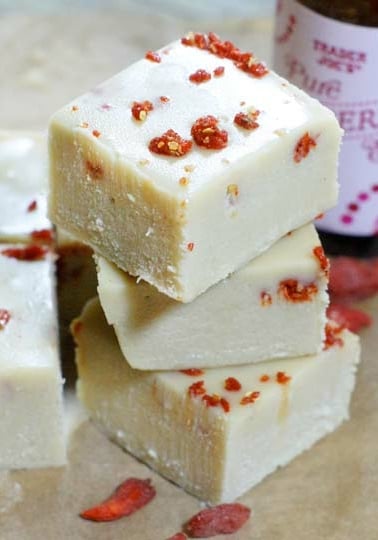 White chocolate peppermint fudge