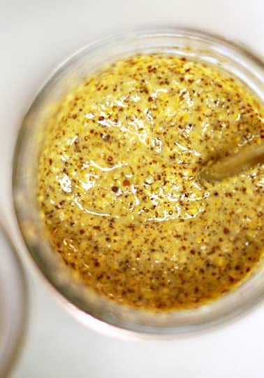 Spicy mustard in jar