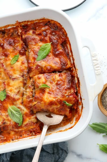 eggplant lasagna in pan