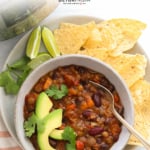 Instant Pot Vegan Chili pin for Pinterest by Detoxinista.com