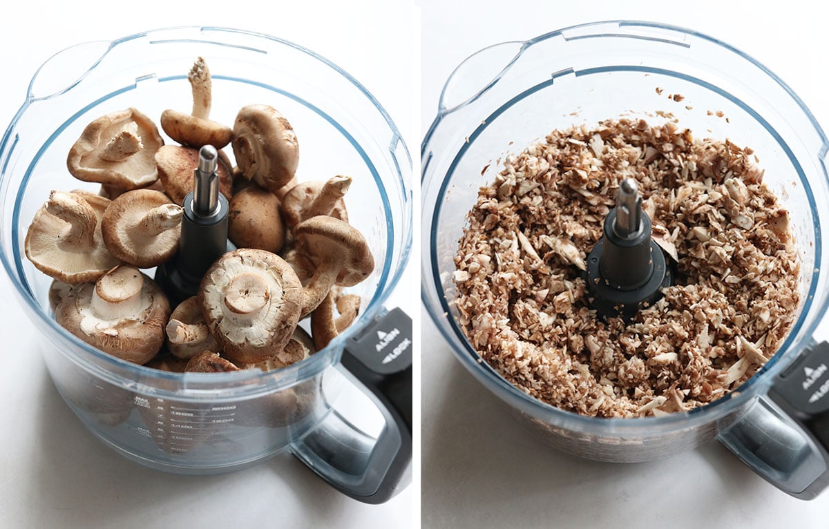 mushrooms pulsed in a food processor until crumbly.