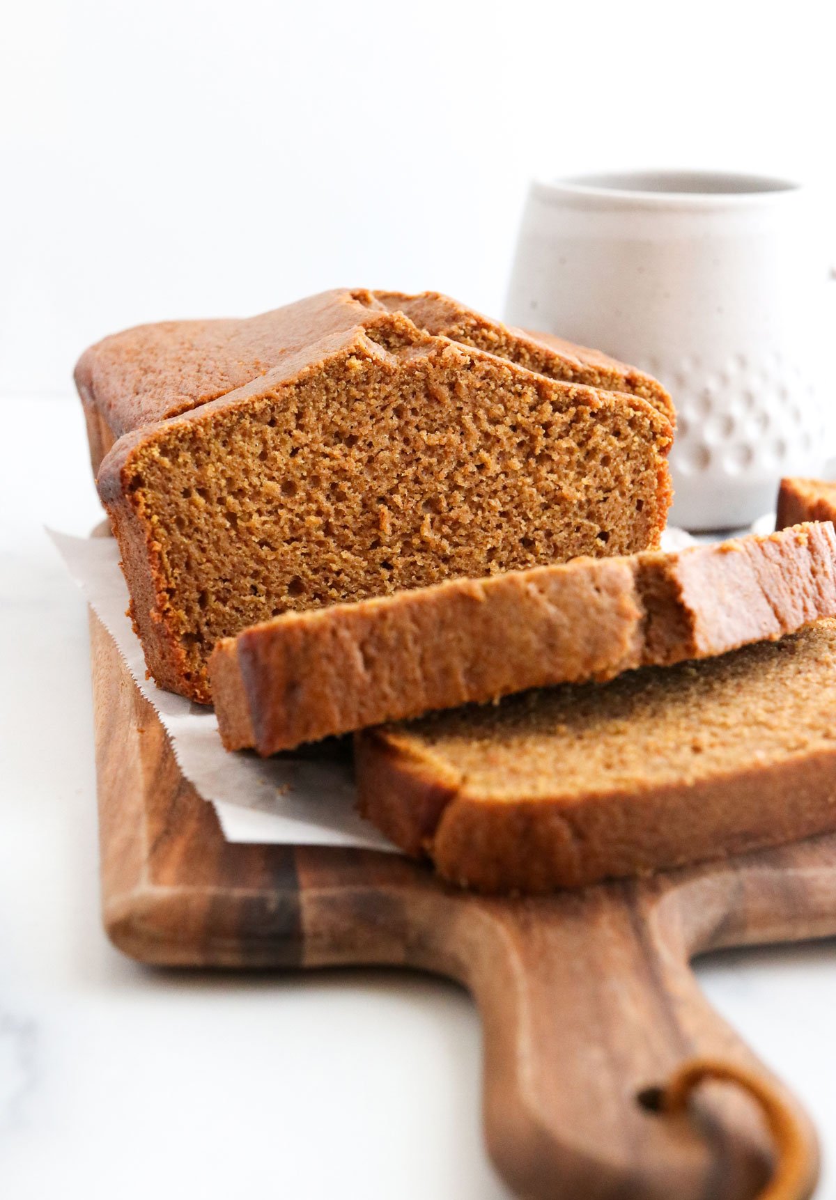 pumpkin bread sliced from the front