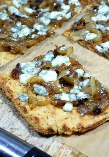 Caramelized onion and Gorgonzola pizza