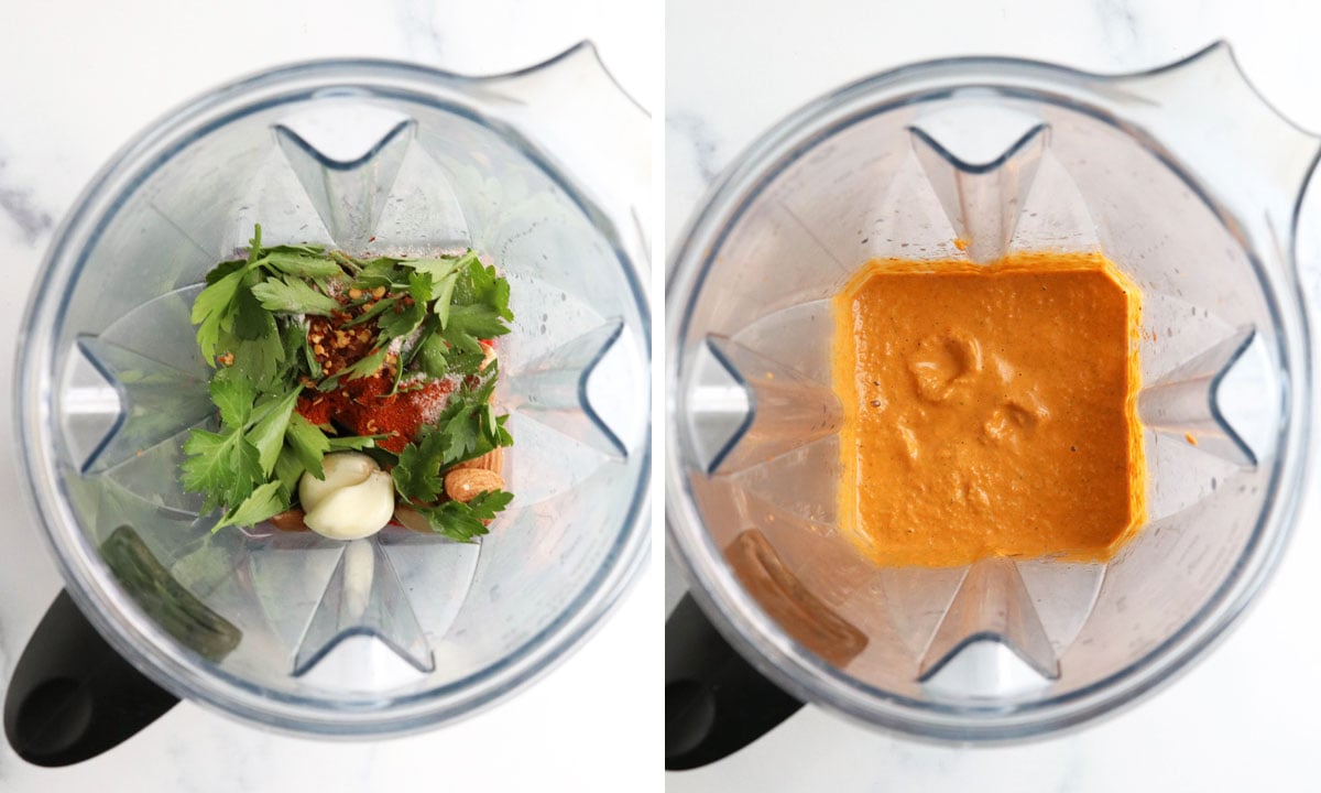 romesco ingredients in blender