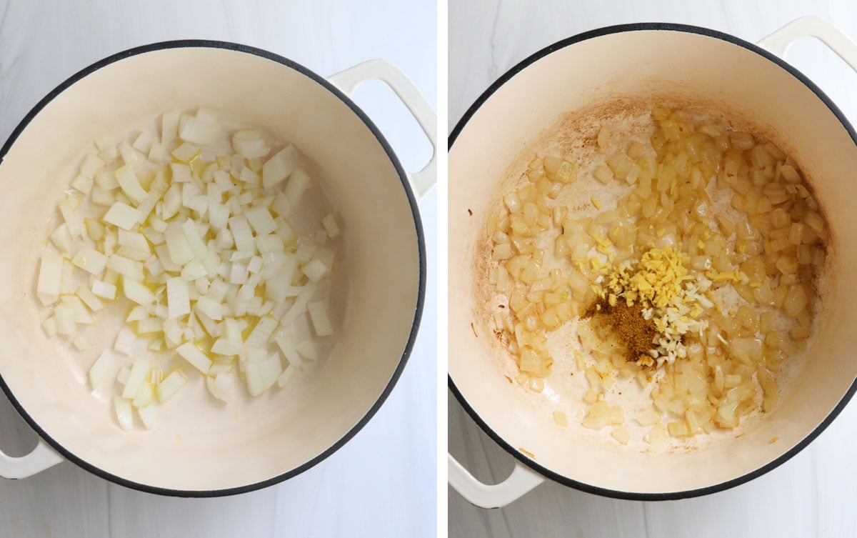 onions and spices sauteed in white pot