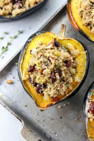 stuffed acorn squash makes a great vegetarian dinner