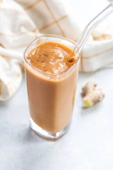 sweet potato smoothie in a glass