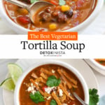 vegetarian tortilla soup pin for pinterest.